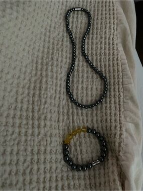Oris Hematite and Yellow Accent Bead Necklace